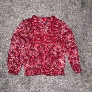EDC Women's Bold Red Paisley 3/4 Sleeve Top Size XS